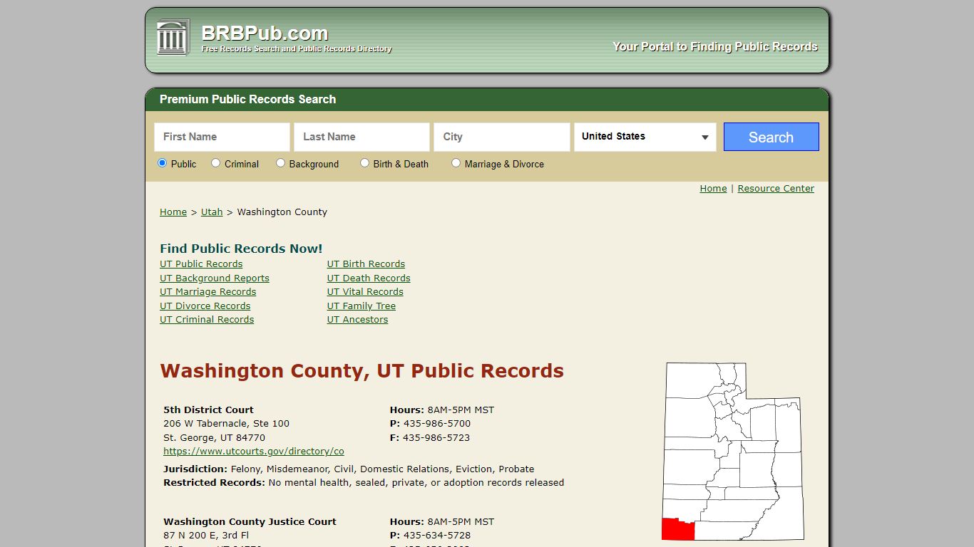Washington County Public Records | Search Utah Government ...