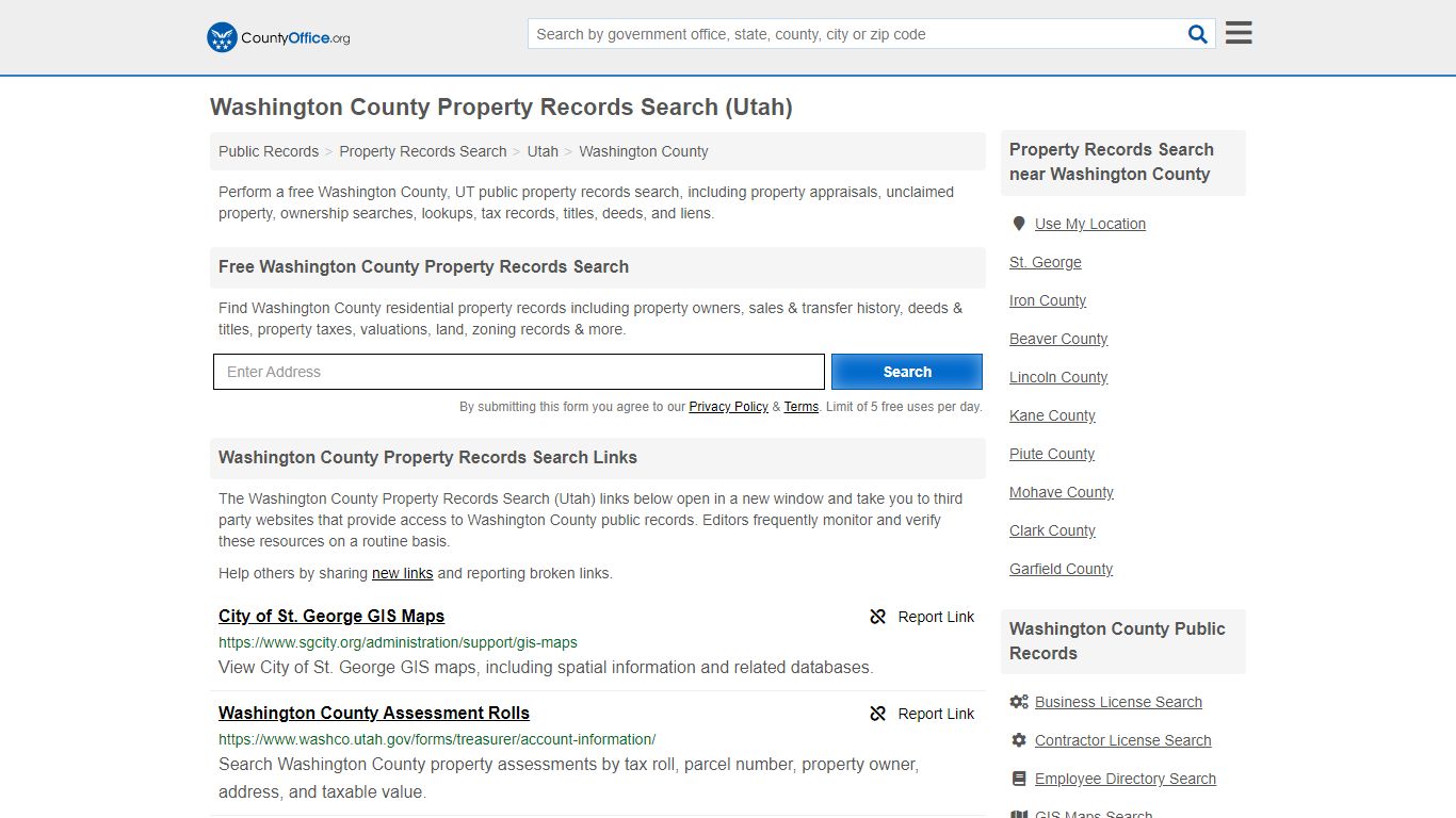 Washington County Property Records Search (Utah)